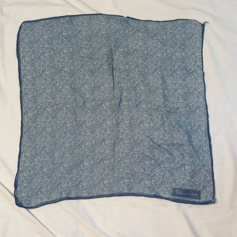 Vintage Blue Oscar de la Renta Square Scarf